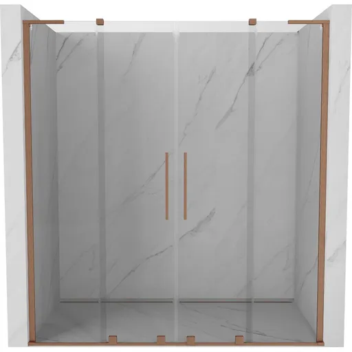 MEXEN/S - Velar L Duo posuvné sprchové dvere 200, transparent, meď kartáčovaná 871-200-003-02-65