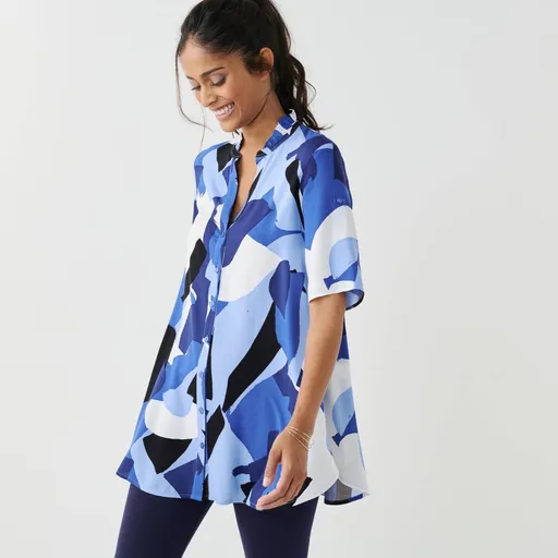 Tunika na gombíky s  grafickou potlačou