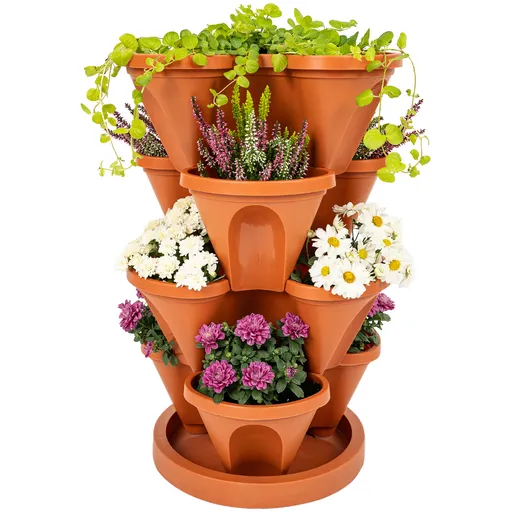 4Home Kvetinová kaskáda 4-dielna, terakota, 4 poschodia