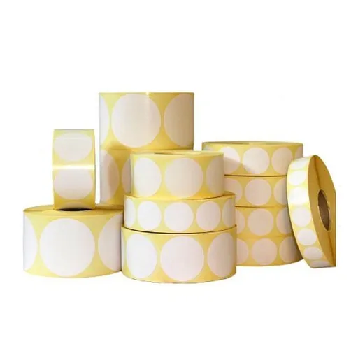 Samolepiace etikety okrúhle 63 mm, 1000 ks, biele termo, rolka
