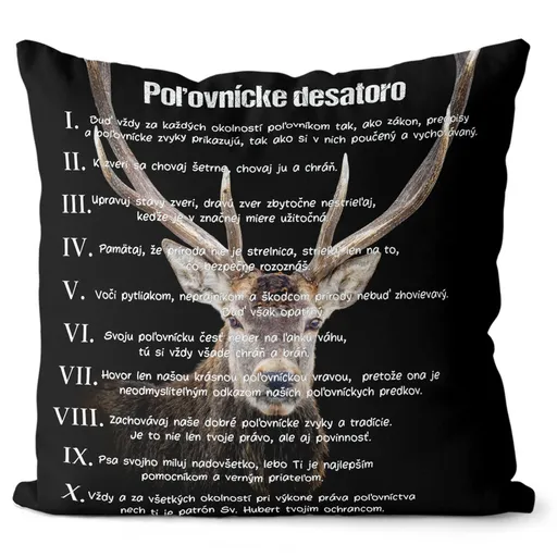 Vankúš Poĺovnícké desatoro (Velikost: 40 x 40 cm)