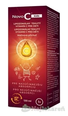 Novo C kids LIPOZOMÁLNY TEKUTÝ VITAMÍN C PRE DETI - sirup, malinová príchuť 120 ml