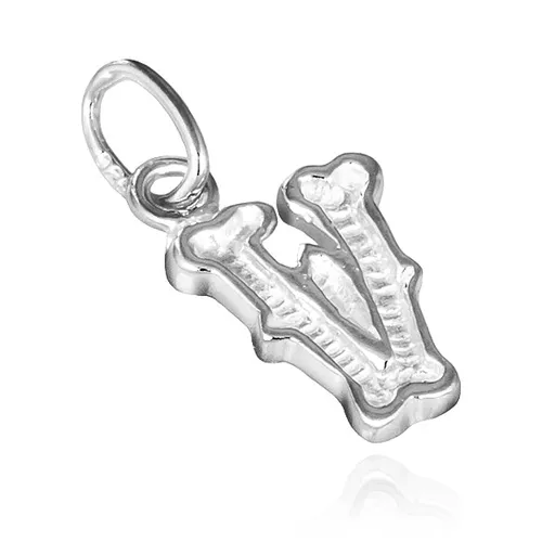 Prívesok zo striebra 925 - písmeno V s vrúbkami