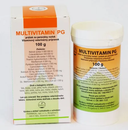Multivitamín PG práškový pre všetky druhy zvierat 100g