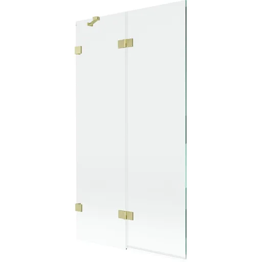MEXEN/S - Lunar vaňová zástena 2-krídlová ľavá 100 x 150, transparent, zlatá kartáčovaná 897-100-100-55-00-L