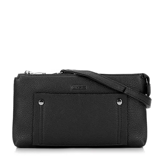 Dámska crossbody dvojkomorová s vreckom čierno-strieborná 29-4Y-604-1S