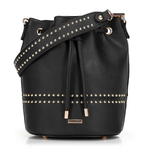 Dámska kabelka vak so šnúrkami čierna 100-4Y-208-1