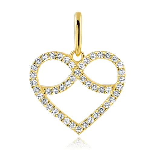 Prívesok v žltom zlate 585 - srdce so symbolom Infinity, číre zirkóny
