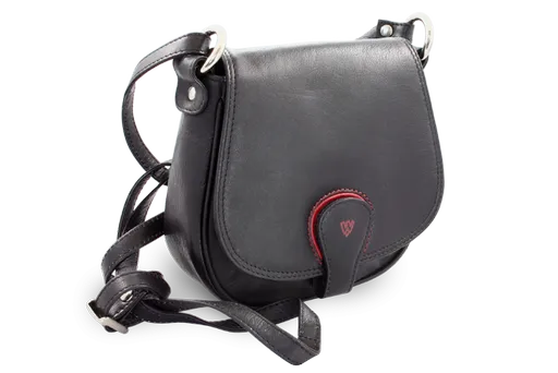 Čierna kožená klopnová kabelka 213-5711-60/31