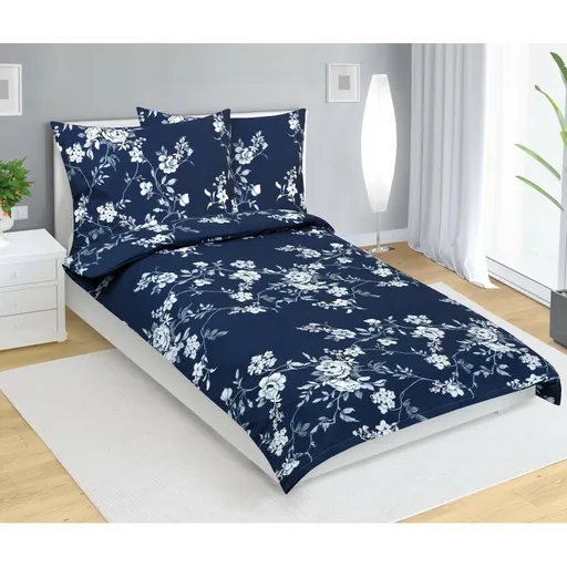 Bellatex Bavlnené obliečky Ruže modrá, 140 x 200 cm, 70 x 90 cm