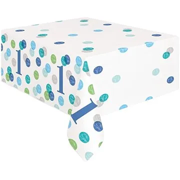 Obrus 1. Narodeniny modrý s bodkami - chlapec - 137 x 213 cm - happy birthday (11179733033)
