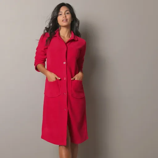 Fleecový župan so zapínaním na gombíky