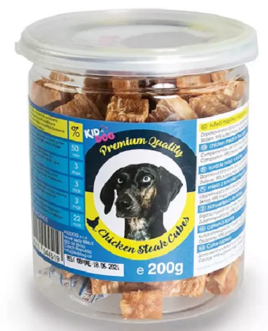 Kiddog kuřecí masíčko v kostičce PREMIUM QUALITY 200 g dóza