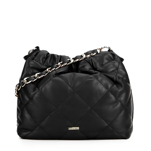 Dámska kabelka typu vak na retiazke čierna 99-4Y-626-1