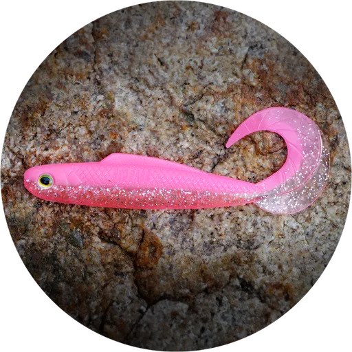 Redbass gumová nástraha twister kixter pink g uv - xx 155 mm