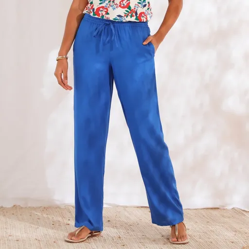 Jednofarebné široké nohavice s pružným pásom