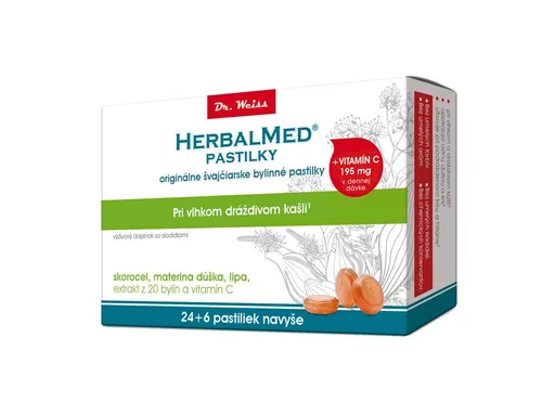 HERBALMED PASTILKY pre posilnenie imunity Dr.W echinacea, rakytník, 20 bylín, vit.C pastilky 24+6 navyše