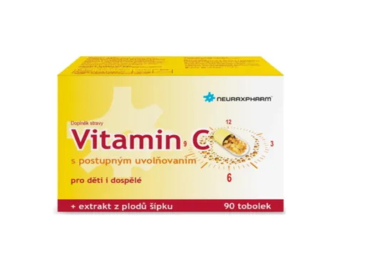 Neuraxpharm Vitamín C s extraktom z plodov šípok s postupným uvoľňovaním 90 kapsúl
