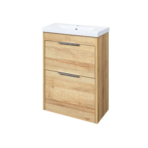 Mereo Vigo, kúpeľňová skrinka s keramickým umývadlom 51 cm, dub Riviera CN320