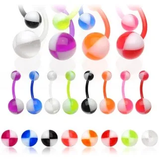 Piercing do pupka - dvojfarebný Ball - Farba piercing: Zelená