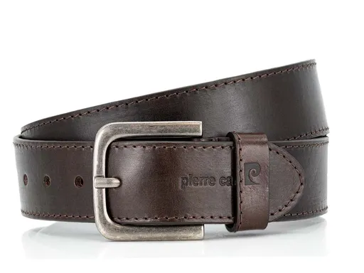 Hnedý pánsky kožený opasok Pierre Cardin s ozdobným šitím