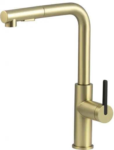 DEANTE - Momi kartáčovaná zlatá kuchynská batéria, s vyťahovacou hubicou BKM_R73M