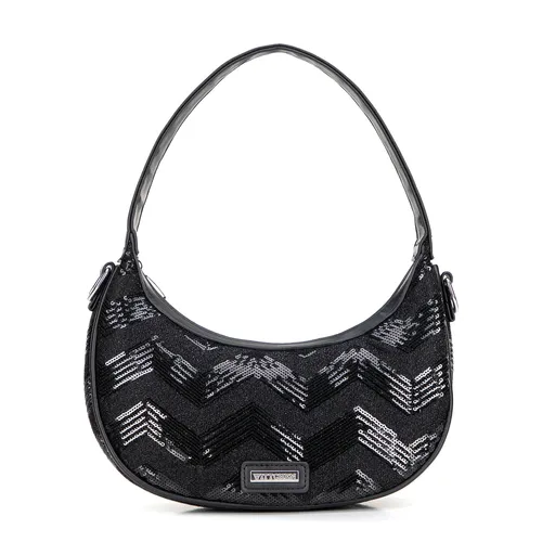 Dámska polkruhová kabelka s flitrami z ekokože – lesk, štýl a elegancia v jednom 101-4Y-412-1