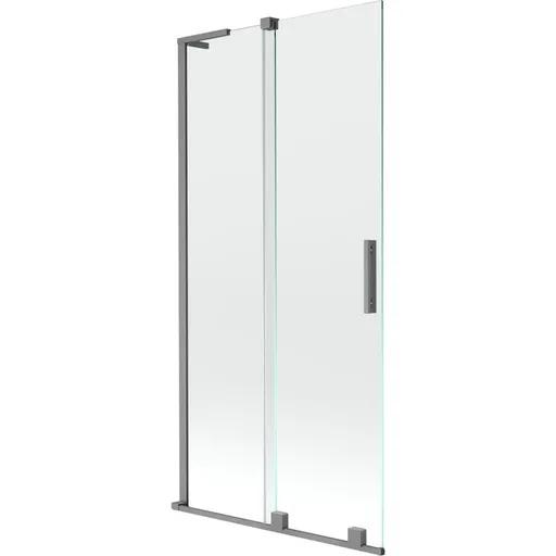 MEXEN/S - Velar L dvojkrídlová posuvná vaňová zástena 90 x 150, transparent, grafit metal 896-090-003-01-95