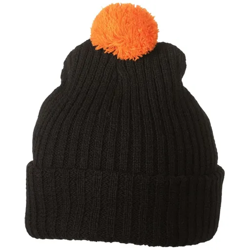 Myrtle Beach (Daiber) Pletená čiapka s brmbolcom MB7540 - Čierna / oranžová | uni