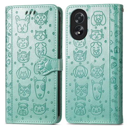 ART ANIMALS Peňaženkový obal pre Oppo A38 zelený