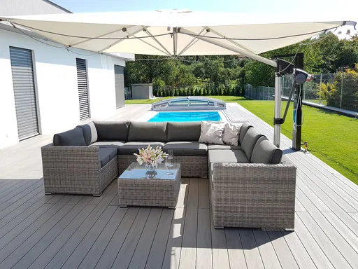 DEOKORK Ratanová variabilná zostava SEVILLA pre 7 osôb (sivá)