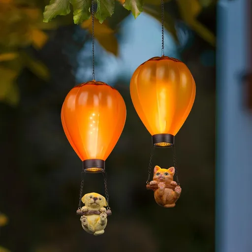 Haushalt international Solární závěsná dekorace Zvířátka na balónu, sada 2 ks