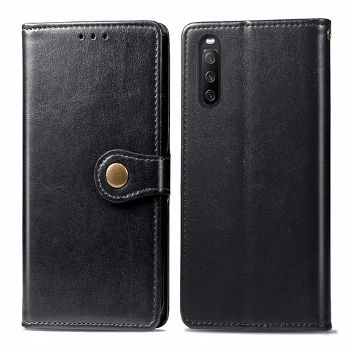 LEATHER BUCKLE Peňaženkový obal Sony Xperia 10 III čierny