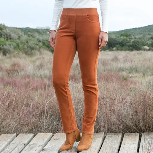 Rovné menčestrové nohavice s pružným pásom