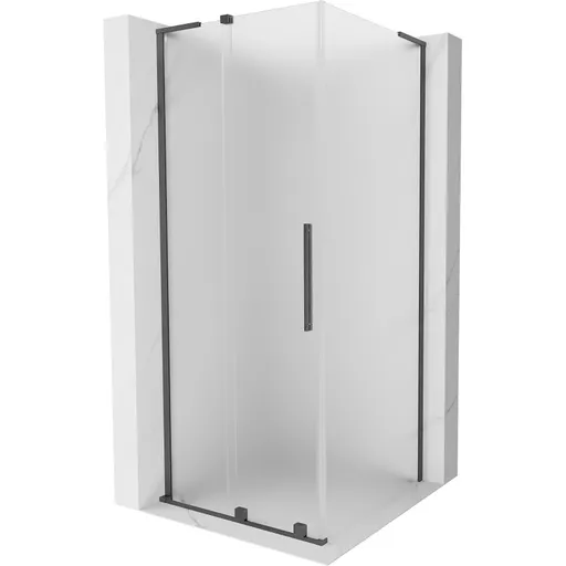 MEXEN/S - Velar L sprchovací kút, posuvné dvere 100 x 100, dekor, grafit kartáčovaná 871-100-100-33-66