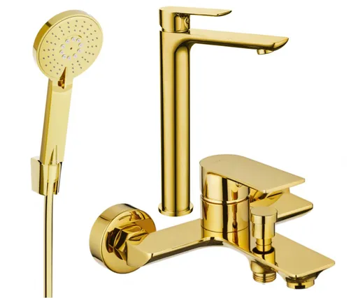 MEXEN/S - Alfa R40 Set umývadlovej a vaňovej batérie s príslušenstvom, zlato 745713R40-50