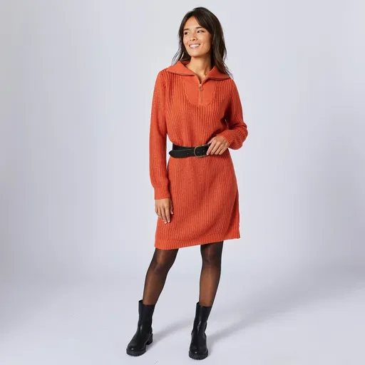 Pulóvrové šaty so stojačikom na zips, mohérové na dotyk