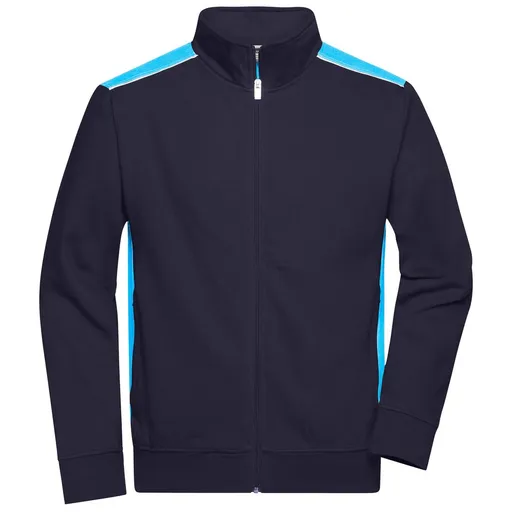 James & Nicholson (Daiber) Pánska mikina bez kapucne JN870 - Tmavomodrá / tyrkysová | 3XL