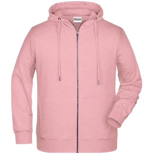 James & Nicholson (Daiber) Pánska mikina na zips z biobavlny 8026 - Ružový melír | 3XL