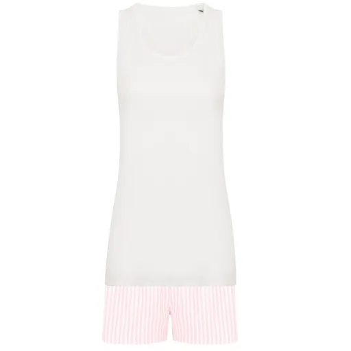 Towel City Dámske krátke pyžamo v sade - Biela / ružová | L