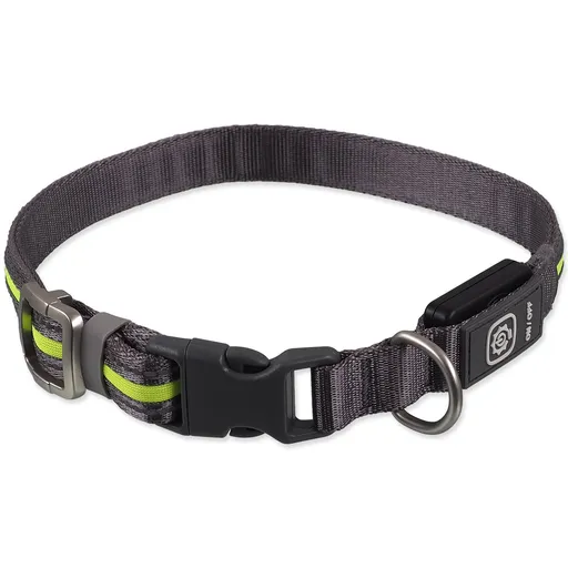 Obojok Dog Fantasy USB LED nylonový svietiaci M-L zelený 2,5x45-65cm