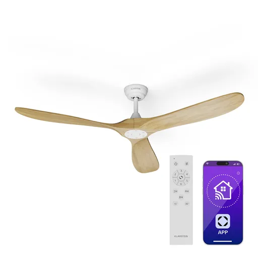 Klarstein Bahama Breeze Smart Stropný ventilátor , lopatky rotora z masívneho dreva, diaľkové ovládanie + ovládanie pomocou aplikácie