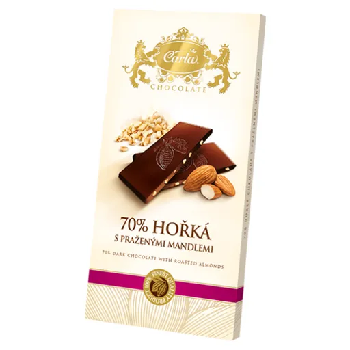CARLA Horká čokoláda 70% s praženými mandľami 80 g