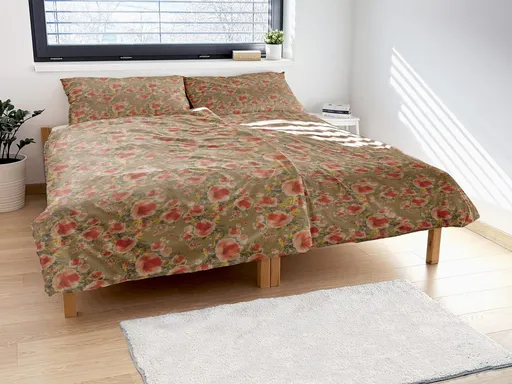 Polášek Krepové obliečky Drobné kvietky - Červená / béžová | 40 x 40 cm