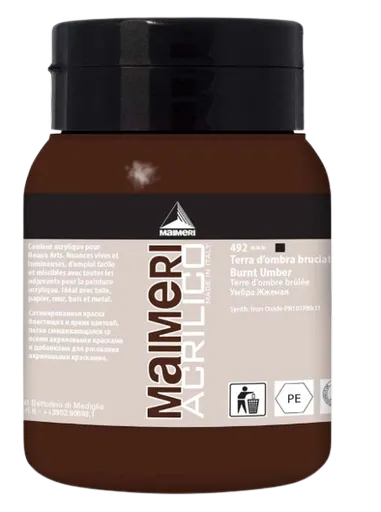 MAIMERI ACRILICO - Akrylové farby 492 - burnt umber, 0,5 L