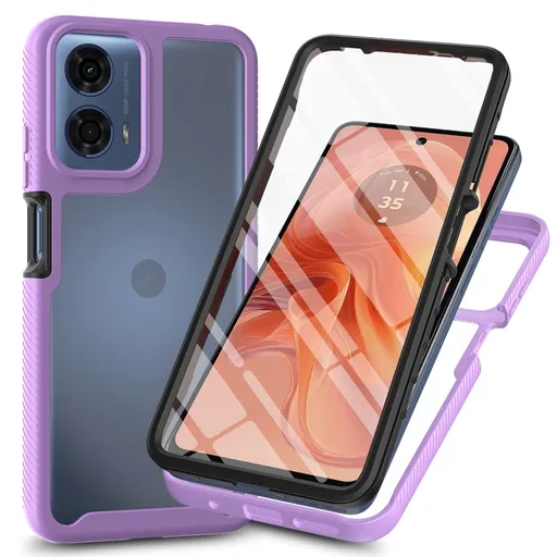 DUAL Obojstranný kryt s fóliou Motorola Moto G35 5G fialový