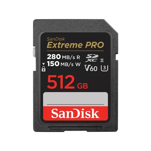 SanDisk SDXC karta 512GB Extreme PRO (R: 280/W: 150 MB/s, UHS-II, V60)