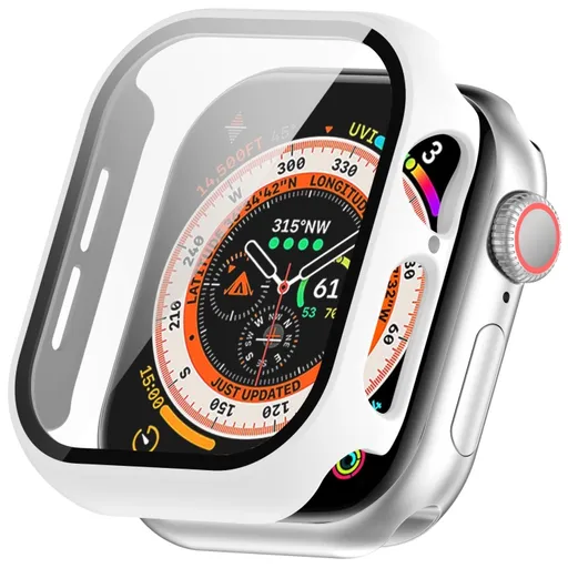 PC FULL COVER Plastový kryt so sklom pre Apple Watch 10 / 11 42mm biely