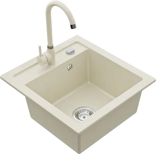 MEXEN/S MEXEN/S - Vito granitový drez 1-miska vrátane batérie Telma, béžováy 6503-69-670200-69