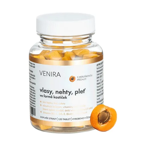 VENIRA srdiečka pre vlasy, nechty a pleť marhuľa, 120 srdiečok